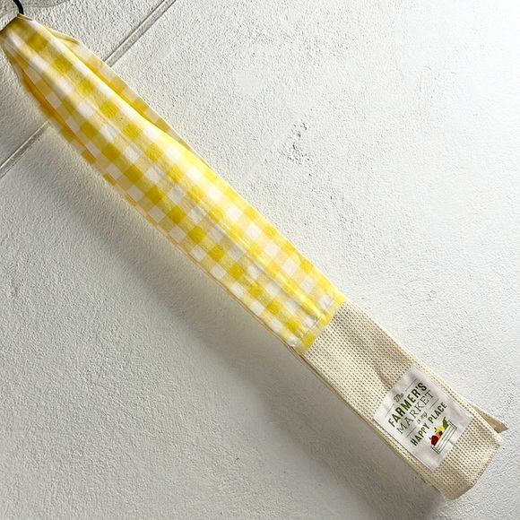 DEMDACO |🍎🍋Farmer’s Market is My Happy Place Yellow Plaid Long Kitchen Towel - Picture 5 of 8